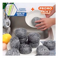 Pack2 Conjunto de Esponjas Metalicas Multiuso para Limpieza Eficaz en Cocina Y+Papel Regalo